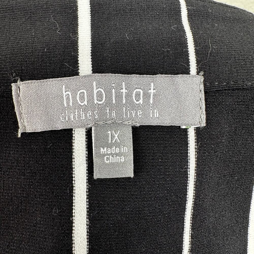 Habitat Swing Dress 3/4 Sleeve Striped Black 1X Pocket Travel Office Classic - Picture 8 of 11